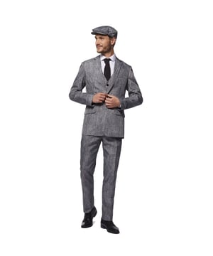 
Als je een beetje pit hebt, heb je bijpassende kleding nodig. Dit gangsterpak uit de jaren 20 is ontworpen in vintage stijl en maakt van jou de ultieme (maffia)baas op het volgende Halloweenfeest. De slim fit outfit bestaat uit een blazer, vesten, broek, pet en een stropdas. De broek heeft een verstelbare tailleband voor een perfecte pasvorm.