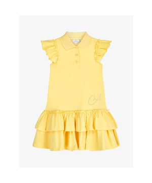 
De Adee Cairo Jurk in de kleur Sweet Lemon is een tennisjurk met roezel mouwen, polo kraagje en gelaagde rok. De jurk heeft een knoopsluiting en logo met strass stenen en een strik aan de achterkant.