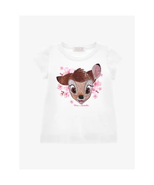 
Het Monnalisa T-shirt in de kleur Bianco uit de Bambi collectie heeft een print met bambi en strass stenen. Combineer samen met de bijpassende rok of short.