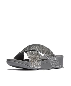 
Lulu Crinkled-Shimmer Cross Slides