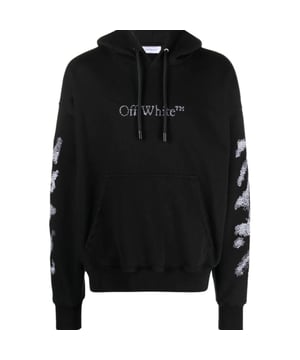 Stay stylish and comfortable with the Off-White Diags Bit Book Skate Hoodie in Black. Crafted from 100% high-quality cotton, this hoodie offers a soft, breathable feel that keeps you comfortable all day long. Made in Portugal with attention to detail, its iconic Off-White diagonal design adds a bold, contemporary edge to your streetwear collection. Perfect for skate sessions or casual outings, this hoodie combines fashion and function effortlessly, making it a versatile staple for your wardrobe. Elevate your everyday look with this must-have piece that blends unique style with lasting comfort