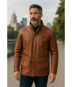 Deze militaire herenjas is gemaakt van hoogwaardig lamsleer en heeft een klassieke regular fit. Met een katoenen voering, rits- en knoopsluiting, vier buitenzakken en twee binnencompartimenten combineert hij robuuste duurzaamheid met een tijdloze, door het leger geïnspireerde stijl. Belangrijkste kenmerken: Gemaakt van echt lamsleer. Klassiek militair jasje. Regular fit voor comfort en stijl. Katoenen voering voor ademend vermogen. Veilige rits- en knoopsluiting. Vier functionele klepzakken aan de buitenkant. Twee binnenzakken voor essentiële spullen. Gestructureerde schouders voor een stijlvolle look. Duurzaam en veelzijdig, zowel casual als formeel te dragen.