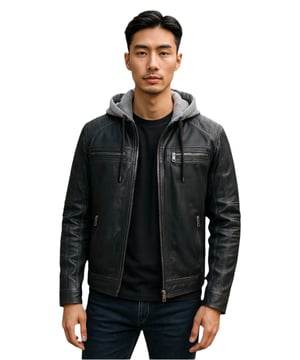 Dit heren bikerjack met capuchon is gemaakt van hoogwaardig lamsleer en heeft een slim fit model. Met een ademende mesh voering, vier buitenzakken en twee binnencompartimenten combineert het een stoere bikerstijl met dagelijks comfort en praktische opbergmogelijkheden. Belangrijkste kenmerken: Gemaakt van echt lamsleer Stijlvol slim fit bikerdesign Aangehechte capuchon voor een moderne streetwear-look Ademende mesh voering voor comfort Vier functionele buitenzakken Twee veilige binnenzakken Ritssluiting aan de voorkant voor een strakke afwerking Duurzaam en veelzijdig voor casual of chic Perfecte mix van bikerstijl en urban functionaliteit