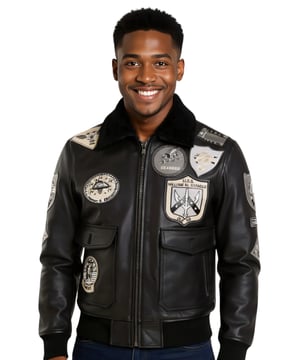 Dit vintage pilotenjack, voor het eerst geïntroduceerd in 1985, werd beroemd in Top Gun. Het is gemaakt van eersteklas rundleer met een comfortabele polyester voering en heeft authentieke details, waaronder een afneembare schapenvachtkraag. Met klassieke patches, een duurzaam ontwerp en veelzijdige opbergmogelijkheden is het een echt door de luchtvaart geïnspireerd stijlstatement. Belangrijkste kenmerken: Premium, echt rundleer, Zachte en duurzame polyester voering voor langdurig comfort Kraag in overhemdstijl van echte schapenvacht, volledig afneembaar Inclusief alle 17 patches en USN Anchor-pin Speciale vintage behandeling voor een authentieke, ingedragen patina Keuze uit opvallende originele of strakke, ingetogen badges Vier buitenzakken en twee veilige binnenzakken Iconisch bomberjack, geïnspireerd op de film Top Gun