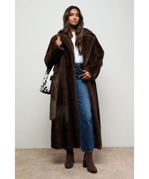 Belted Fur Maxi Coat