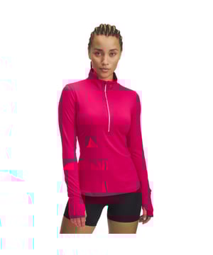 It doesn't get much more comfortable than this. Its extra-stretchy fabric moves with you  not against you  so you never feel held back. Soft knit anti-pick  anti-pill fabric has a clean  snag-free finish;Material wicks sweat & dries really fast;4-way stretch material moves better in every direction;Built-in thumbholes help keep sleeves in place with watch opening on left wrist for quick & easily access;Right-side envelope pocket;Generous ½ zip front makes for easy layering;Shaped hem