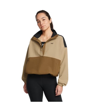 It's the best of both worlds—smooth  durable woven exterior with a soft brushed interior for just the right amount of warmth—and water rolls right off  so you stay dry.