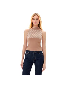 Pull Guess Lise Femme Beige Synthétique. Authentique Vetement de la marque Guess - design streetwear/sportswear de Guess - Guess pour Femme fashion, parfait pour la vie de tous les jours - Pull Guess de couleur Beige s'associe parfaitement avec le reste de votre dressing - matiere Synthétique confortable -   classic - Lise -