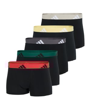 Sportliche Trunks für Herren im 5er Pack von der Marke adidas. Aus weicher Stretch-Baumwolle mit bequemem Logobund. Langlebig, guter Feuchtigkeitstransport.