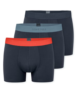 Herren Boxershorts im praktischen 3er Pack aus der SCHIESSER Serie "95/5". Mit farbigen Logo Webgummibund. Elastische Single-Jersey-Qualität.