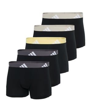 Sportliche Trunks für Herren im 5er Pack von der Marke adidas. Aus weicher Stretch-Baumwolle mit bequemem Logobund. Langlebig, guter Feuchtigkeitstransport.