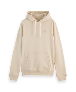 Einfarbiger Hoodie für Herren von der Marke SCOTCH&SODA. Markentypische Logo-Stickerei auf der Brust. Pullover mit Kapuze und praktischer Känguru Tasche.