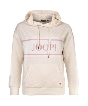 Damen Hoodie von JOOP! 
Lockerer Schnitt für optimalen Komfort.
Mit Muster und großem Logo.