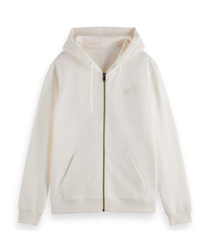 Klassische Sweatjacke für Herren von der Marke SCOTCH&SODA. Einfarbige Jacke mit Kapuze und durchgehenden Reißverschluss. Perfekt für den Alltag.