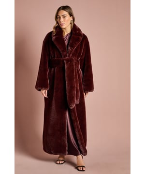 Occasion Belted Longline Fur Coat