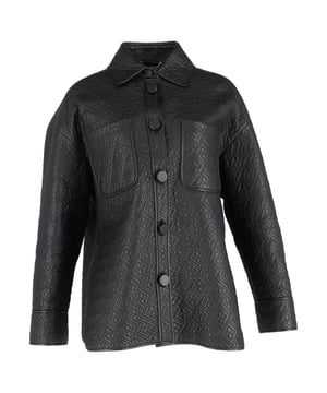 VINTAGE, RRP AS NEW
 Make a bold impression with the Fendi Monogram Go-To Jacket, crafted in supple black nappa leather and subtly embossed with the iconic FF monogram for a touch of understated luxury. The sleek silhouette and premium finish elevate any outfit with effortless sophistication. **Style tip:** Wear it over a fitted turtleneck and tailored pants or style it with a midi skirt and ankle boots for an edgy, fashion-forward look.

Fendi Monogram Go-To Jacket in Black Nappa Leather

Condition: Excellent
Signs of wear: No retail tag but Brand tag on., No visible sign of wear., 
Packaging: None
Color: Black
Material: Leather | nappa calf leather
Size: IT40/S
Measurements: Length: 720; Chest: 500
SKU: NAPPUGBCL524331W