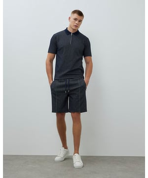 Slim fit, Stitched stripe, Zipped side pockets, Back slip pocket, Elasticated drawstring waist, Lightweight
