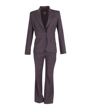 VINTAGE, RRP AS NEW
Add a stylish edge to your formal outfit with this Dolce & Gabbana suit set. Fashioned in navy and brown cotton fabric, this set is highlighted with pinstriped detailing, long sleeves, and buttoned closures. Match it with Derby shoes and look polished for the day.
Dolce & Gabbana Pin Striped Blazer & Pants Set in Multicolor Polyester
Condition: excellent
Sign of wear: No
Color: Multicolor
Material: Polyester
Size (Blazer): IT44/XL/US8/FR40
Length:   680mm; Waist:   400; Chest:   360; Arm length:   400
Size (Trousers): IT44/XL/US8/FR40
Length: 1070mm; Waist: 410mm; Inleg: 780mm; Hips: 520mm
SKU: 181841  
Size: IT30