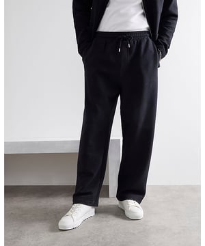 Smart wear, Wide leg fit, Textured, Elasticated drawstring waistband, Side and back slip pockets