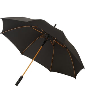 
Automatische opening 23 inch stormparaplu. Pongee luifel en bijpassende buidel, kleur pop glasvezelschacht en glasvezelribben. Bijpassende stiksels in kleur op de sluitingsband van de paraplu. Winddicht systeem. Exclusief ontwerp. Pongee polyester. Conformiteiten: Cadmium getest. Afmetingen bij benadering: 79 x 102 cm.