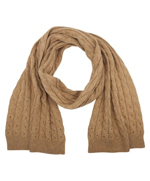 
Gebreide sjaal * Tonale strassteentjes in het midden van de kabel * Kabeldesign 40% viscose / 30% polyester /20% polyamide /10% wool