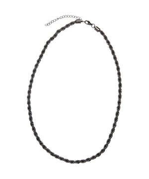 
100% ijzer. Kettinglengte: 60cm. Touwketting. Bevestiging: Kreeftsluiting. Ontwerp: Verstrengeld, Verwrongen.