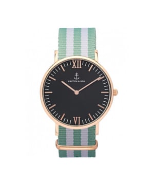 Dit gave artikel van Kapten & Son koop je nu in de sale in onze Kapten & Son outlet op V&D!
 Merk  Kapten en Son      Materiaal  Stainless Steel 316L      Serie  Campina      Horlogekast  36 mm      Dikte  7 mm      Waterdichtheid  5 ATM      Kleur band  Groen en wit      Band  Canvas      Breedte band  18 mm      Glas  Mineral crystal      Beweging  Ronda 762      Voor  Dames      EAN  4251145221096