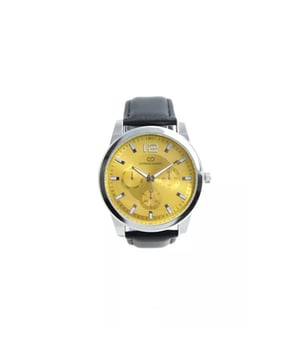 
Giorgio & Dario – Herenhorloge Geel – Analoog – Leren band – Art.nr. GD220208YEL

 Op zoek naar een stijlvol én betaalbaar herenhorloge? Dit analoge horloge van Giorgio & Dario is een sportieve en elegante keuze voor elke man. De ronde kast in metallic uitvoering geeft het horloge een moderne, luxe uitstraling, terwijl de donker antracietkleurige leren band zorgt voor een comfortabele en tijdloze pasvorm.

 De opvallende gele wijzerplaat met subtiele streepjes in plaats van cijfers maakt dit horloge uniek, zonder in te leveren op draagbaarheid. Dankzij de klassieke gespsluiting is het horloge eenvoudig om en af te doen. Dit horloge toont alleen de tijd – puur, stijlvol en overzichtelijk.

  Herenhorloge van Giorgio & Dario