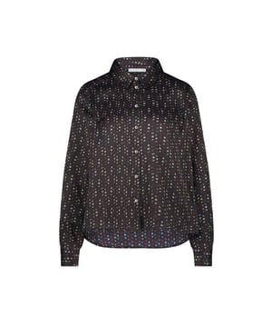 
De Dina paisley blouse van BY BAR is een blouse met een klassiek kraagje, knoopsluiting aan de voorkant en lange mouwen met manchetten. Deze blouse heeft een rechte afsnede aan de voorkant en een ronde iets langere afsnede aan de achterkant. Dit item heeft een normale pasvorm en valt net op de heup. Deze blouse is uitgevoerd in een paisley dot print in de kleur multi. <br /><br />De stof is gemaakt van katoen