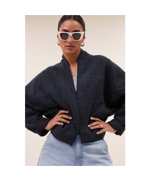 
<p>Ontdek de flora jacket, een must-have in jouw casual garderobe! Deze losvallende jas is perfect voor een ontspannen dag in de stad. Gemaakt van een katoenen kwaliteit, biedt hij zowel comfort als stijl. De lange mouwen maken het een veelzijdige keuze, terwijl de zijzakken je de ruimte geven om je essentials mee te nemen. Met zijn jacquardpatroon is deze jas een tijdloze klassieker die je look compleet maakt!</p>
<ul>
<li>all-time classic</li>
<li>katoen kwaliteit</li>
<li>losvallende pasvorm</li>
</ul><br>Kleur: midnight <br>
Materiaal: 100% katoen<br>
maatadvies: dit artikel valt op maat<br>
modelinfo: 175 centimeter, draagt maat s<br>
fit: losse pasvorm