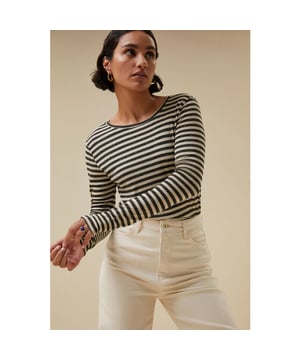 
<p>deze supercomfy top heeft een ronde halslijn en lange mouwen. de top sluit perfect aan en is een feest om te dragen. een echte basic die ook dit seizoen niet in jouw kast kan ontbreken. </p><br>Kleur: Chalk <br>
Materiaal: 50% viscose, 35% polyester, 15% linen