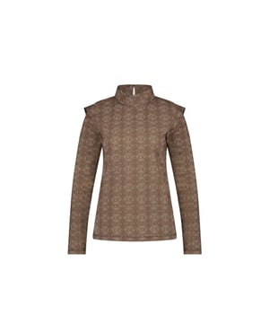 
De Hilary Top Technical Jersey ULE6231459 van JANE LUSHKA is een top met een rolkraag, pofdetail op de schouders, lange mouwen en een gestructureerde print. Deze top is uitgevoerd in de kleur Brown en het model op de foto is 1.79cm lang en draagt maat S.