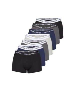 
Jack and Jones JACBASIC boxershorts multipack voor heren. De set basic onderbroeken bevat 7 boxershorts in effen kleuren met korte pijpen. Elastische waistband met Jack&jones logo. Gemaakt van 95% katoen en 5% elastaan.