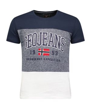 
<p>T-shirt heren Geographical Norway Jerudico</p>
<p>Heren T-shirt voor de zomer van het Style Italy merk Geographical Norway. Het shirt korte mouw is gemaakt van 100% katoen. Je kunt het T-shirt voor mannen goed combineren op je outfit met een short chino, bermuda of een korte spijkerbroek.</p>
<p>Samenstelling: 100% katoen<br />
Kleur: Navy<br />
Pasvorm: Valt klein uit!<br />
Print: Geo jeans</p>
<p> </p>