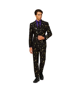
Als er vuurwerk en champagne zijn, weet je dat het een bijzondere gelegenheid is. Kleed je op zo’n avond in stijl met dit opvallende pak. Het heeft een speciale gouden folie dat ervoor zorgt dat jij er stralend uit ziet. Ja, als je dit pak eenmaal aandoet wens je dat het elke avond Oud&Nieuw is!