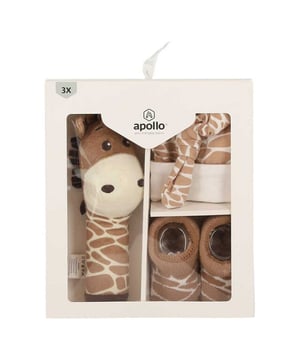 
Met deze leuke en kleurrijke giftbox voor baby’s mag jij zeker op kraamvisite komen. De inhoud bestaat uit een mutsje, rammelaar en een paar comfortabele katoenen sokjes in een giraffen thema. Muts bestaat uit 95% katoen, 5% elastaan, sokken bestaan uit 75% katoen, 22% polyester, 3% elastaan, rammelaar bestaat uit 100% polyester.