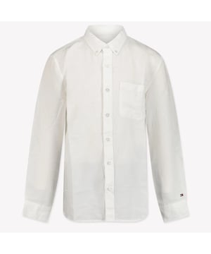 
Tommy Hilfiger KB0KB09550 kinder overhemd wit - s25 overhemd lm linnen blend - zomer 2025