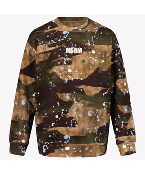 
S5MSJBSW029 MS023 DARK CAMOUFLAGE SS25<br>Sweatshirt met verfspattendetail<br><ul>olijf bruin</ul><ul>geribde manchetten en zoom</ul><ul>abstracte patroonafdrukknoopsluiting</ul><ul>logoprint op de voorkant</ul><ul></ul><ul></ul><ul></ul><ul></ul><ul></ul><ul></ul><br>MSGM Kids