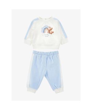 
Het Monnalisa Baby Joggingpak in de kleur Panna Nuvola bestaat uit een sweater en joggingbroek. De sweater heeft een knoopsluiting op de rug en berenprint. De broek heeft een elastieke tailleband.

Levering Mei tm September
Pre-orderen met Klarna is niet mogelijk