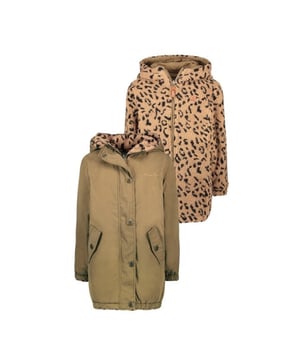 
Like Flo Meisjes winterjas reversibel - Army 
Materiaal 72% CO 28% PA