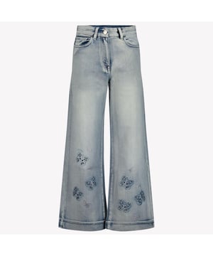 
79E4035021 0062 BLUE SS25<br>jeans met vlinderborduursel<br><ul>lichtblauw</ul><ul>katoenmix</ul><ul>denim</ul><ul>knoop- en ritssluiting aan de voorzijde</ul><ul>riemlussen</ul><ul>klassieke vijf zakken</ul><ul>versiering met strasssteentjes</ul><ul></ul><ul>logopatch op de achterkant</ul><ul>wijde pijpen</ul><br>MONNALISA
