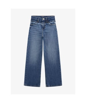 
Wijde jeans van het Amerikaanse merk Guess. De jeans heeft een hoge taille, wijdvallende pasvorm, knoop- en ritssluiting en een logo op de linker broekzak.