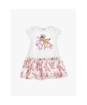 
De Monnalisa Jurk in de kleur Bianco uit de Bambi collectie heeft een t-shirt kwaliteit met bambi print en een rok met bloemen van popeline kwaliteit.