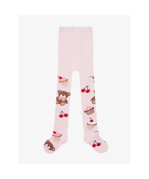 
Maak de look compleet met deze maillot met teddybeerprint. De maillot is lichtroze met cupcakes, beertjes en kersjesprint. Combineer met de jurkjes, rokken en shorts.
