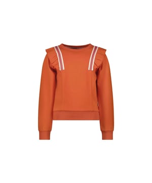 
B.Nosy Meisjes sweater ruffel - Sara - Orange glo

Materiaal 95% CO, 5% EA