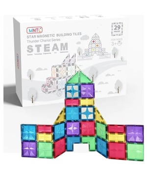 
<h3>MNTL Magnetic Tiles Magnetische Tegels Rainbow 29 stuks</h3>
<p>Wil je kinderen uitdagen met eindeloos bouwplezier? Ontdek dan onze MNTL Magnetic Tiles! Met 29 prachtige regenboogkleurige bouwstenen inspireert dit Montessori speelgoed creativiteit en probleemoplossend denken. De open einde mogelijkheden zijn eindeloos! Onze bouwstenen bieden hoogwaardige kwaliteit zoals andere A-merken, maar voor een fractie van de prijs. Kies voor hoogwaardige kwaliteit!</p>
<p><strong>Inhoud van de doos:</strong></p>
<ul>
<li>14 Vierkanten</li>
<li>2 Ramen</li>
<li>6 Rechthoeken</li>
<li>1 Auto onderstel</li>
<li>4 Driehoeken</li>
<li>2 L vormen</li>
</ul>
<p><strong>Belangrijkste Voordelen:</strong></p>
<ul>
<li>
<h3>Voordelen</h3>
<ul>
<li>Deze set bevat 29 bouwstenen in levendige regenboogkleuren, een lust voor het oog!</li>
<li>Gebaseerd op de Montessori-methode, waardoor kinderen spelenderwijs leren en ontdekken.</li>
<li>De magnetische bouwstenen zijn ontworpen voor open einde spel, wat betekent dat kinderen eindeloos kunnen bouwen en combineren.</li>
<li>Deze MNTL Magnetic Tiles bieden dezelfde hoge kwaliteit als andere A-merken, maar voor een veel lagere prijs. Zo krijg je meer waarde voor je geld.</li>
<li>Deze bouwstenen zijn zeer duurzaam en gaan lang mee, dankzij de hoogwaardige kwaliteit</li>
</ul>
</li>
</ul>
<p>Deze magnetische tegels zijn perfect voor kinderen die houden van bouwen, ontdekken en leren. Ze zijn een uitstekende manier om ruimtelijk inzicht, fijne motoriek en creatief denken te bevorderen. Dankzij de compatibiliteit met andere populaire merken, kunnen kinderen hun bestaande sets uitbreiden en hun creaties naar een hoger niveau tillen.</p>
<p>Geef je kinderen het cadeau van eindeloze creativiteit en leerplezier met de MNTL Magnetic Tiles Magnetische Tegels Rainbow - 29 stuks. Perfect voor jonge bouwers en kleine ontdekkingsreizigers!</p>