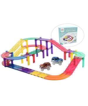 
<h2>MNTL Magnetische Autobaan 108-delig Regenboog</h2>
<p>Breng de magie van kleuren en eindeloze speelpret naar je woonkamer met de MNTL Magnetische Autobaan! Met maar liefst 108 regenboogkleurige onderdelen, kunnen je kinderen de mooiste en spannendste autobaandromen werkelijkheid laten worden. Van kronkelende bochten tot supersnelle rechte stukken, de mogelijkheden zijn eindeloos.</p>
<p>Wat maakt deze set extra speciaal? De sterke magneten zorgen ervoor dat de baan stevig in elkaar blijft zitten, zelfs tijdens de wildste raceavonturen. En als je kleintjes even iets anders willen bouwen, transformeren ze de baan net zo makkelijk in kastelen, bruggen of fantasievolle bouwwerken.</p>
<p>Perfect voor regenachtige dagen of gezellige speelmiddagen, de MNTL Magnetische Autobaan stimuleert creativiteit, probleemoplossend denken en fijne motoriek. En het mooiste van alles: geen rommel dankzij de handige opbergbak. Laat de fantasie van je kinderen de vrije loop met dit kleurrijke spektakel!</p>
<p>Speel, bouw en geniet samen met de MNTL Magnetische Autobaan â€“ waar elke dag een nieuw avontuur begint.</p>
<h4><strong>Inhoud van de doos:</strong></h4>
<ul>
<li>2 auto's</li>
<li>16 verkeersborden</li>
<li>30 verhogingen</li>
<li>12 bochten</li>
<li>12 lange wegdelen</li>
<li>12 korte wegdelen</li>
<li>24 vierkante tegels</li>
</ul>
<p><strong>Belangrijkste kenmerken:</strong></p>
<ul>
<li><strong>Compatibiliteit:</strong> Combineer moeiteloos met andere A merken voor een uitgebreide speelervaring.</li>
<li><strong>Magnetisch Speelgoed:</strong> Elke tegel is voorzien van sterke magneten, wat zorgt voor stevige en stabiele constructies.</li>
<li><strong>Open Einde Montessori Speelgoed:</strong> Moedig onafhankelijk spel en probleemoplossende vaardigheden aan door kinderen te laten bouwen wat ze maar kunnen bedenken.</li>
<li><strong>Duurzaamheid:</strong> De tegels zijn krasvast en ontworpen om lang mee te gaan, zelfs bij intensief gebruik.</li>
</ul>
<p>Deze magnetische tegels zijn perfect voor kinderen die houden van bouwen, ontdekken en leren. Ze zijn een uitstekende manier om ruimtelijk inzicht, fijne motoriek en creatief denken te bevorderen. Dankzij de compatibiliteit met andere populaire merken, kunnen kinderen hun bestaande sets uitbreiden en hun creaties naar een hoger niveau tillen.</p>
<p><strong>Waarom kiezen voor MNTL Magnetic Tiles?</strong></p>
<ul>
<li><strong>Veiligheid:</strong> Gemaakt van hoogwaardige, veilige materialen die voldoen aan de strengste veiligheidsnormen.</li>
<li><strong>Gemakkelijk op te bergen:</strong> De tegels zijn eenvoudig te stapelen en op te bergen, waardoor opruimen een fluitje van een cent is.</li>
<li><strong>Educatief en leuk:</strong> Ideaal voor zowel thuis als in de klas, en biedt eindeloos veel leer- en speelplezier.</li>
</ul>