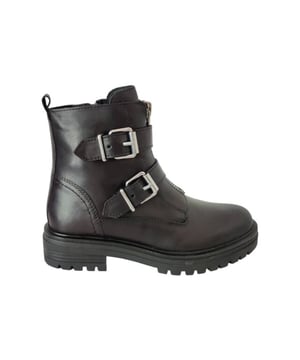 
Dames enkellaars van Poelman. Enkellaars met 2x gesp en rits op wreef. Materiaal: leer. Voering: deels leer. deels textiel. Kleur: zwart. Zool: rubber. Hakhoogte: ca 4 cm.