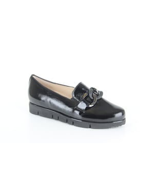
Hassia 301536-0100  instappers gekleed dames in de kleur zwart materiaal lak maat 39 (6) binnenvoering Leer materiaal zool Rubber