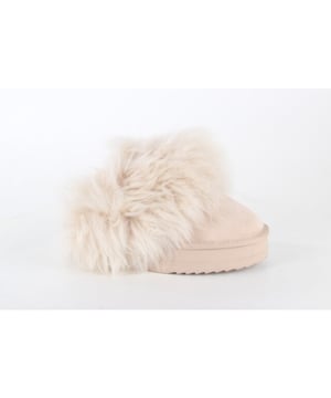 
Warmbat Wagga Plateau Blush  pantoffel (open hiel) dames in de kleur rood materiaal suède maat 39 binnenvoering Lamsvacht materiaal zool Rubber